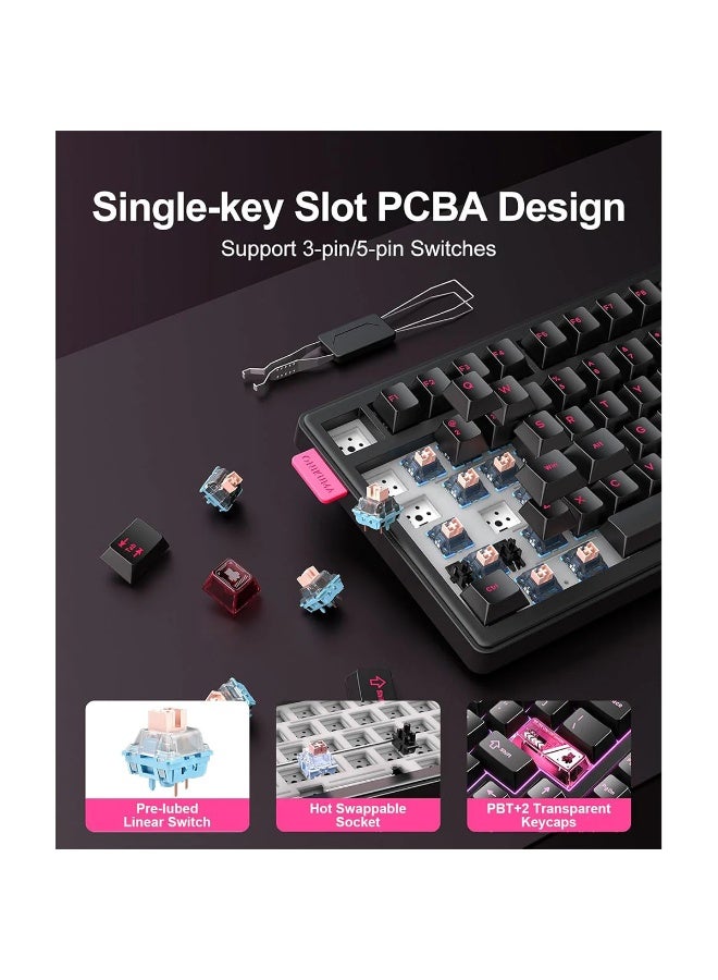 onikuma MT706 Tri-Mode RGB Mechanical Gaming Keyboard with 81 Keys & Control Knob, 2.4GHz Wireless, Bluetooth & Wired Type-C Connectivity, Gasket Mount Structure, Hot-Swappable Switches, Dynamic RGB Lighting - Image 4